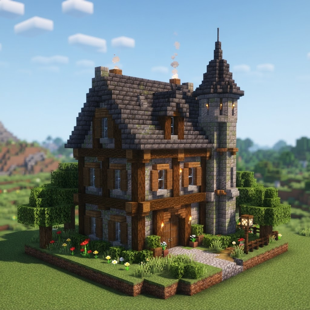 Stone manor in a forest